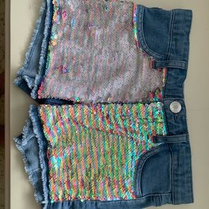 Justice Multi-color flip sequin denim shorts